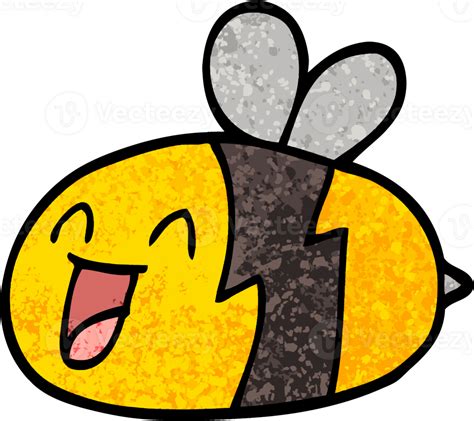 Grunge Textured Illustration Cartoon Bee 45233486 Png