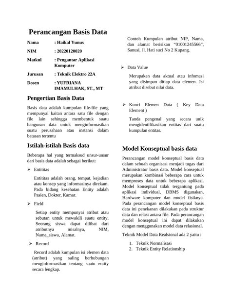 PDF Perancangan Basis Data