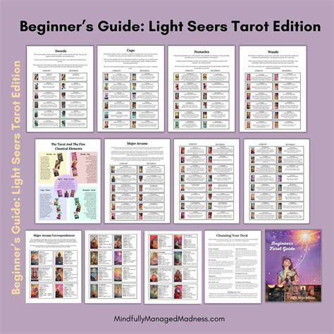 Tarot For Beginners Quick Reference Sheets Light Seer Tarot Edition Etsy