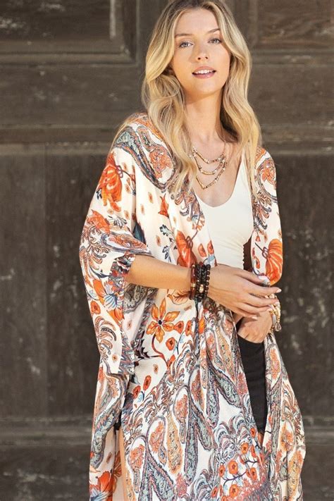 Autumn Fall Orange Women Kimonos Orange Paisley Boho Vibe Etsy