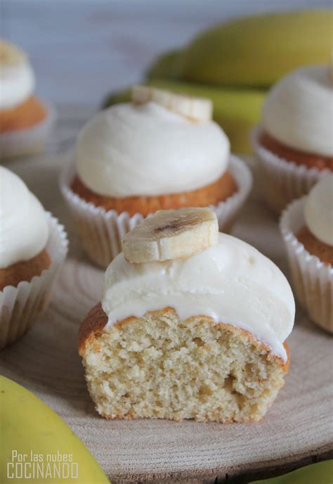 Por Las Nubes Cocinando Cupcakes De Pl Tano Con Mantequilla Avellanada