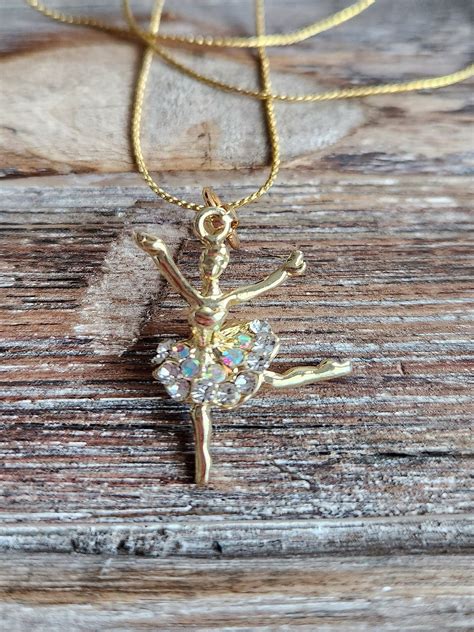 Gold Ballerina Necklace Etsy