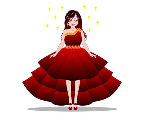 Una Chica Con Un Vestido Rojo Con Una Falda Roja Y Una Estrella Dorada