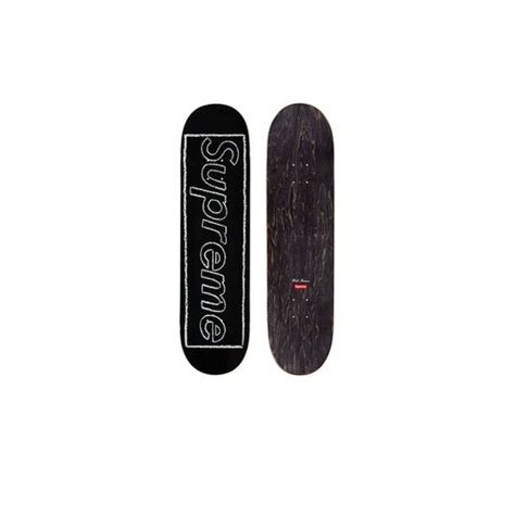 Supreme x KAWS Chalk Logo Skateboard Black | Solesense