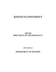 Aht Principles Of Archaeology Kenyatta University Aht