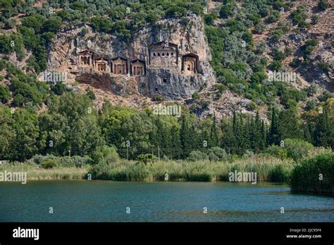 Lycian Rock Tombs In A Rock Face Of Dalyan Turkey Stock Photo Alamy