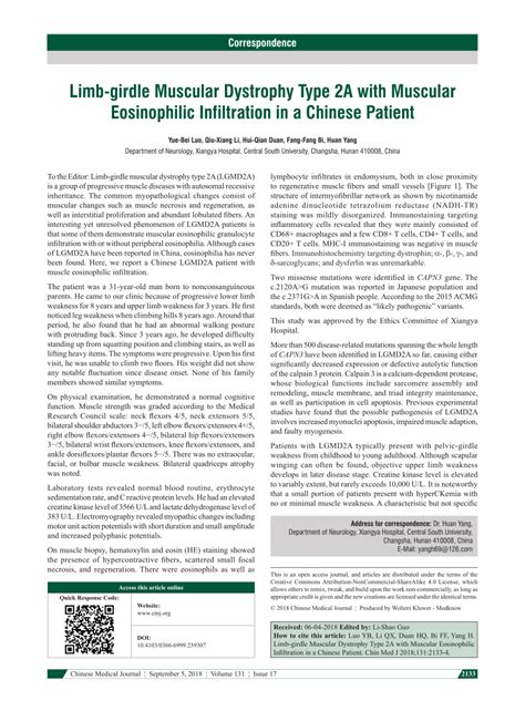 (PDF) Limb-girdle Muscular Dystrophy Type 2A with Muscular Eosinophilic ...