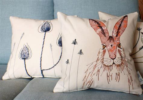 Beautiful Hare Cushion Handmade By Jo Hill In The Uk