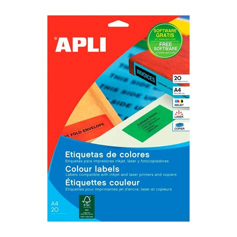 Etiquetas Apli Colores 105 X 37 Mm Etiquetas Imprimibles Adhesivas