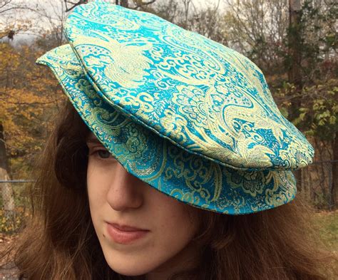 Golden Paisley Teal Renaissance Hat Tudor Flat Cap Etsy