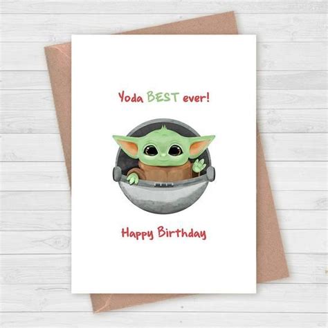 Baby Yoda Birthday Card Yoda Greeting Card Star Wars The Etsy