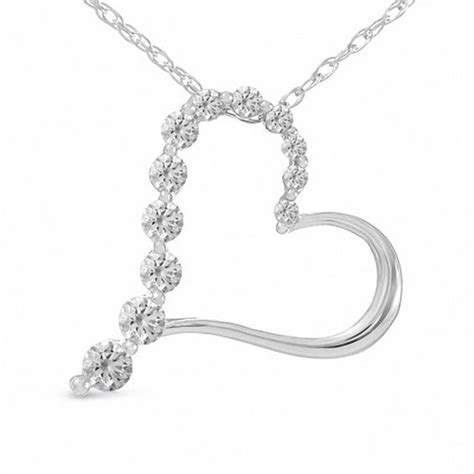 1/4 CT. T.W. Journey Diamond Heart Pendant in 10K White Gold | Heart ...