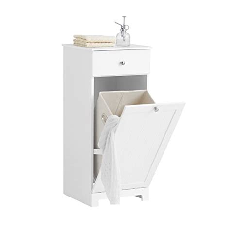 Haotian Bzr W White Bathroom Laundry Cabinet With Basket Tilt Out