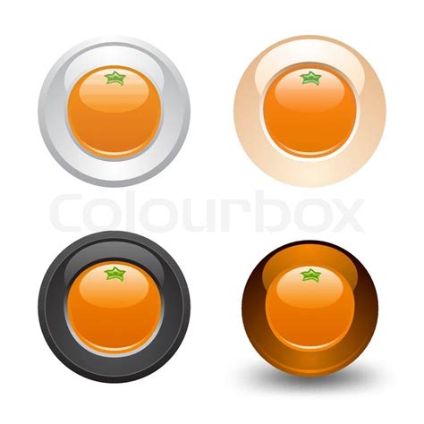 Orange button, set, web 20 icons, ... | Stock vector | Colourbox