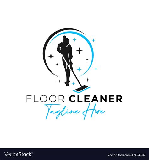 Woman logo cleaning ceramic floor Royalty Free Vector Image