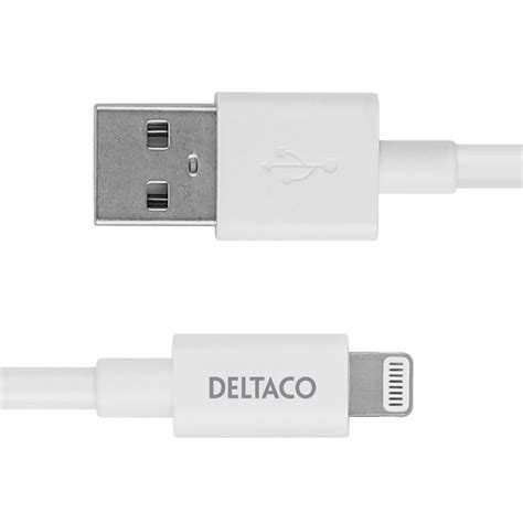 Deltaco Usb A Til Lightning Kabel M Mfi Hvid Dkk