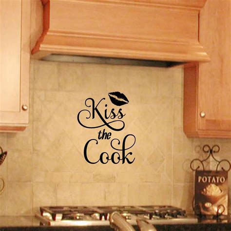 Kiss The Cook Vinyl Wall Decal Kitchen Decor Etsy New Zealand