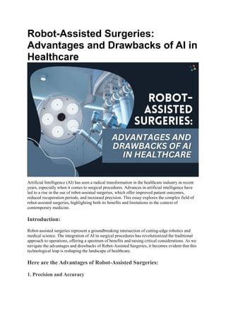 Robot-Assisted Surgeries: Advantages and Drawbacks of AI in Healthcare ...