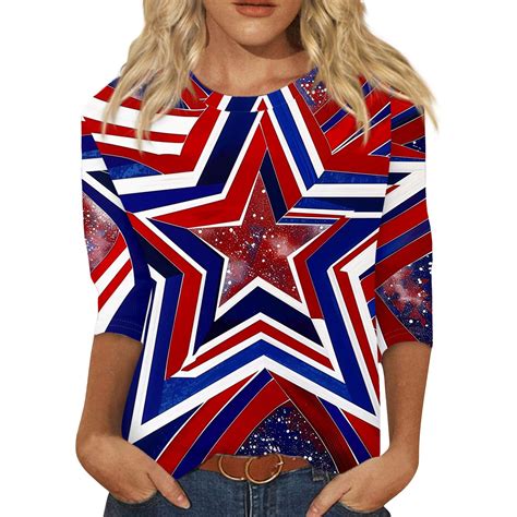 Julmcomo 4th Of July American Flag T Shirt Women Independence Day Usa Flag T Shirt Red White