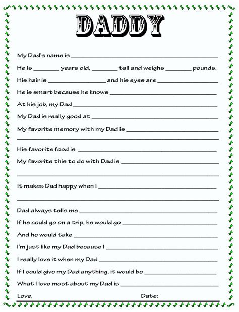 Diy Father S Day Questionnaire In The Know Mom Fathers Day