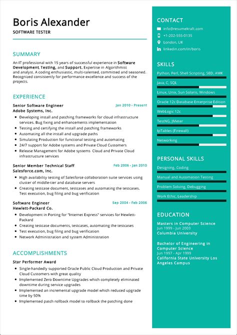 Ms Word Tester Resume Template Resume Example Gallery