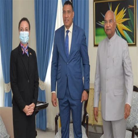 President Ram Nath Kovind Meets With Jamaican PM Andrew Holness