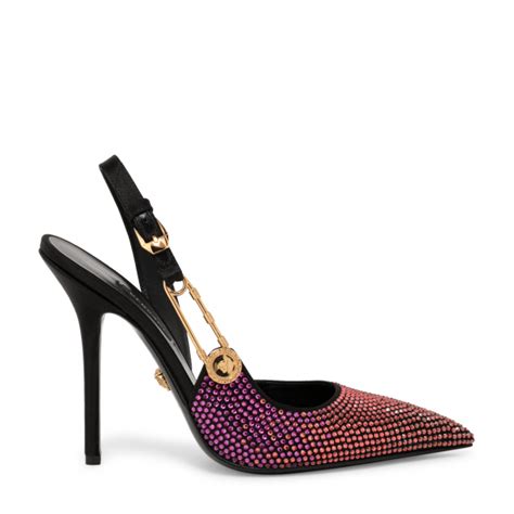 Versace Safety Pin Slingback Pumps For Women Black In Uae Level Shoes