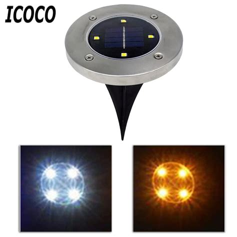 Icoco 4leds Outdoor Waterproof Solar Powered Underground Lamp Spotlight Lawn Lamp For Landscape