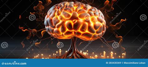 Human Brain In Fire Stock Illustration Illustration Of Neurology