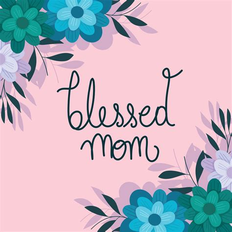 Happy Mothers Day Blessed Mom Flowers Branches Card 13640045 Vector Art At Vecteezy