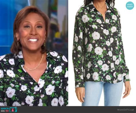 Wornontv Robins Black Floral Blouse On Good Morning America Robin Roberts Clothes And