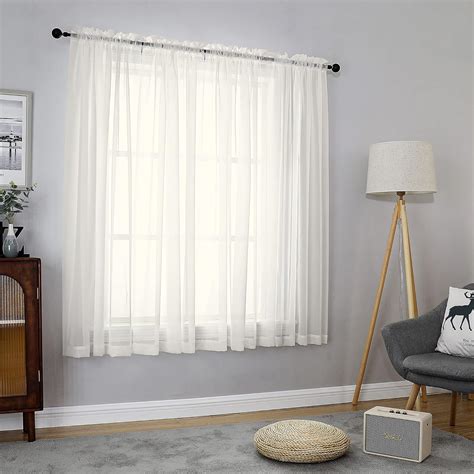 Amazon Ovzme Panels Ivory Sheer Curtains Inches Length Window