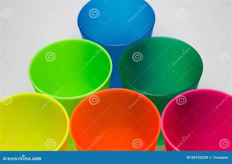 Colorful Plastic Cups Stock Image Image Of Morning Closeup 59752539