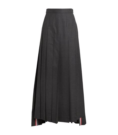 Womens Thom Browne Grey Pleated Maxi Skirt Harrods Uk