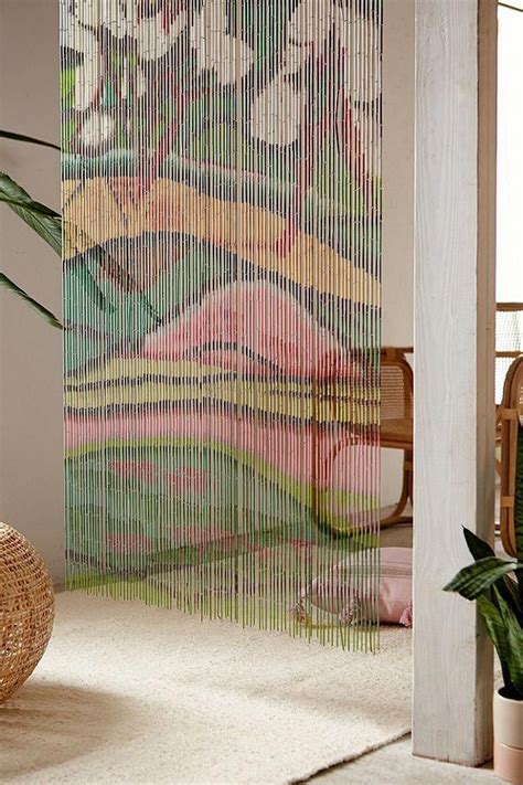 Slide View Floral Bloom Bamboo Beaded Curtain