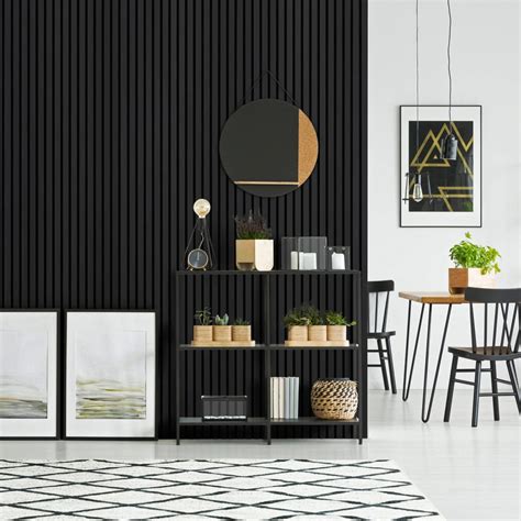 Black Slatted Wood Interior Wall Paneling | Order Online