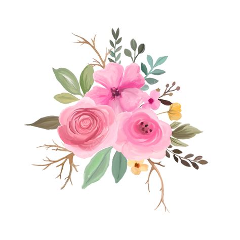 Hermoso Ramo De Flores De Acuarela Png Dibujos Acuarela Flores Ramo Png Y Psd Para Descargar