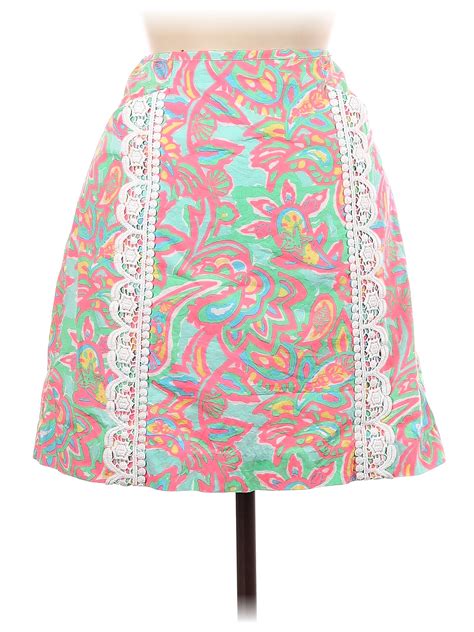 Lilly Pulitzer 100 Cotton Multi Color White Casual Skirt Size 4 73