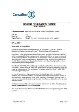 Fillable Online Urgent Field Safety Notice End Users Commercial Name