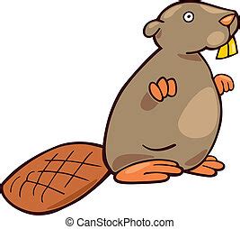 Vector Clip Art of Beaver Dam - A happy cartoon beaver building a dam ...