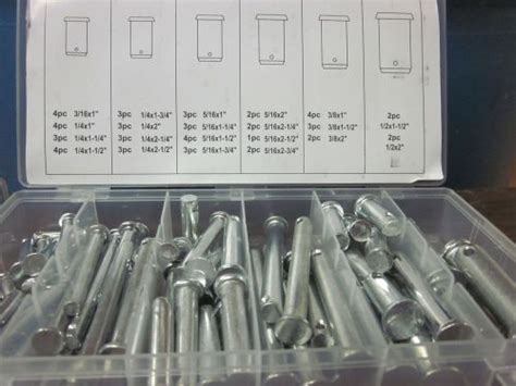 Find 60pc G INDUSTRIAL TOOL CLEVIS PIN ASSORTMENT 21 SIZES HITCH ...