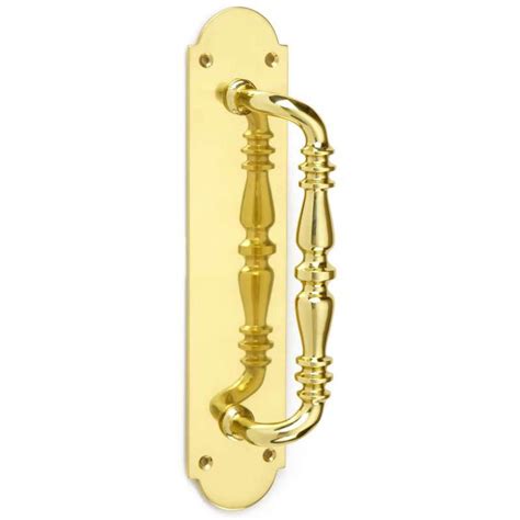 Croft 1954r Pull Handle On Plate 12 Polished Brass Unlacquered Broughtons Lighting And Ironmongery