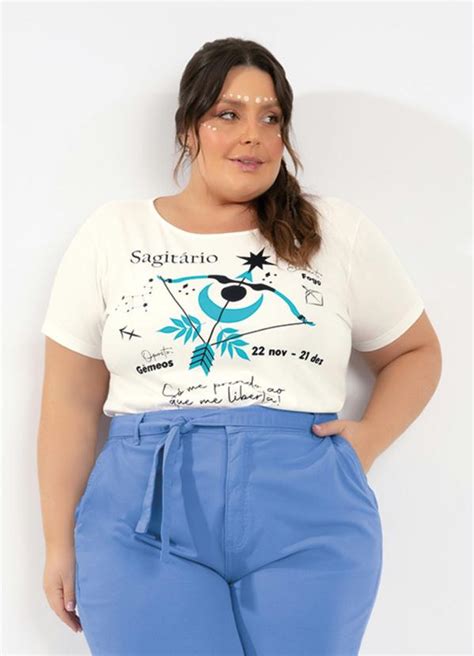 Blusa Off White do Signo Sagitário Plus Size Marguerite