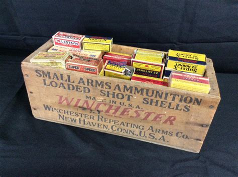 Lot Antique Winchester Ammunition Box Full Of Bullets New In Box