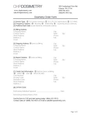 Fillable Online Dosimetry Order Form Radiation Badges Dosimeter