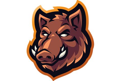 Razorback head esport mascot logo design By Visink | TheHungryJPEG