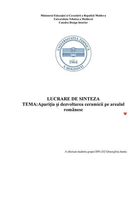 Apariția și dezvoltarea ceramicii pe arealul românesc Ministerul