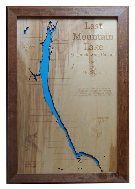 Last Mountain Lake Saskatchewan Laser Cut Wood Map Personal