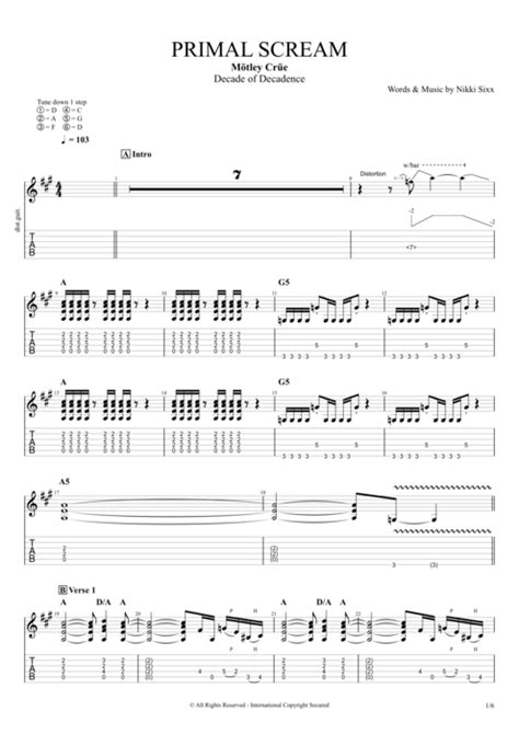 Primal Scream Tab By Mötley Crüe Guitar Pro Full Score Mysongbook