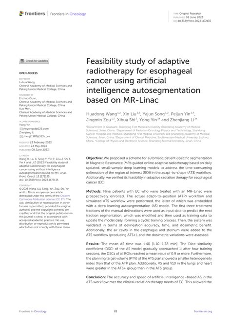 PDF Feasibility Study Of Adaptive Radiotherapy For Esophageal Cancer